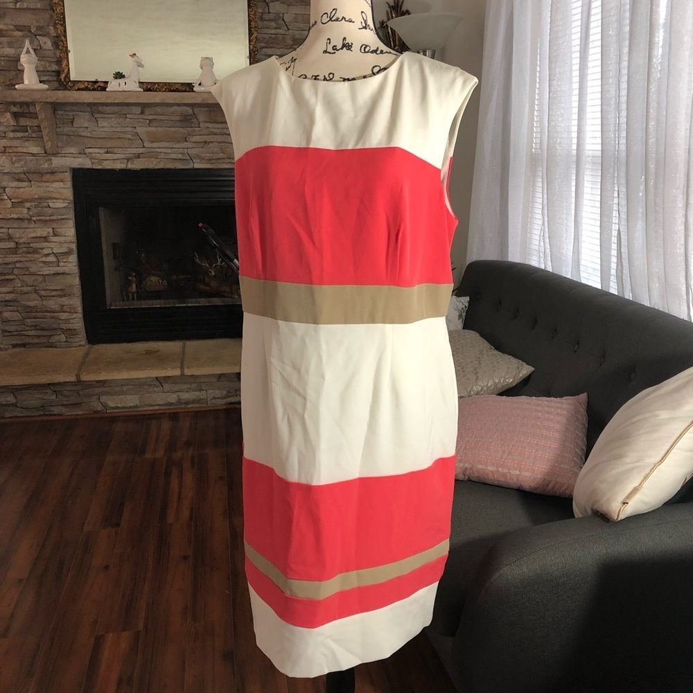 Studio 1 Size 14 w Dress pink ,baige  and cream